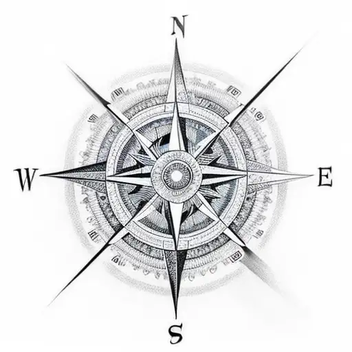 compass, yin yang and infinity tattoo design idea