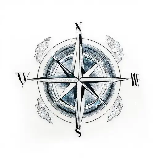 compass, yin yang and infinity tattoo design idea