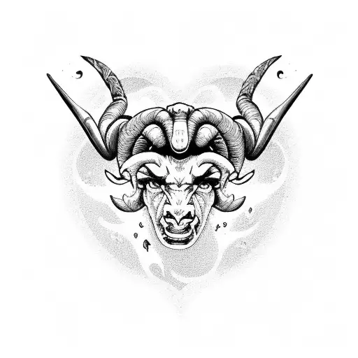 aries ramming through heart tattoo design idea