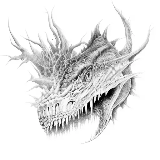 scary monsters and a outdoor themed background tattoo design idea