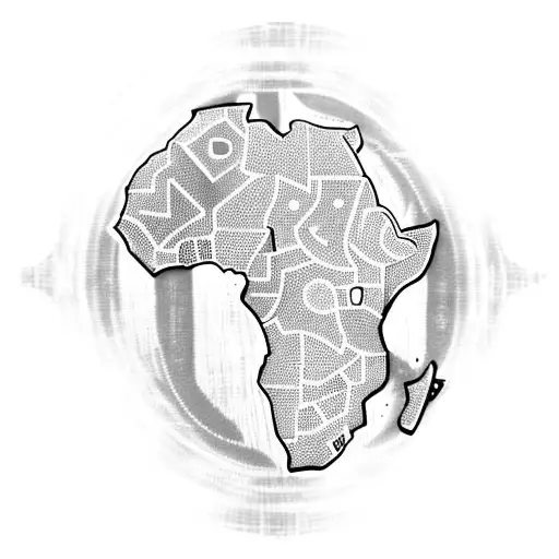Zulu shield in the shape of african continent tattoo design idea