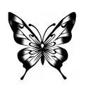 butterfly with heart and rose tattoo design idea