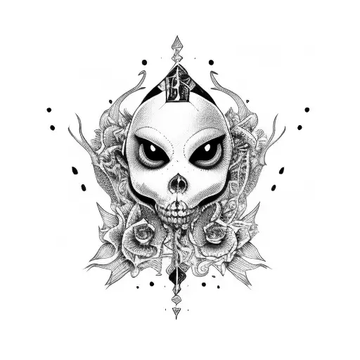 black heart Q tattoo design idea