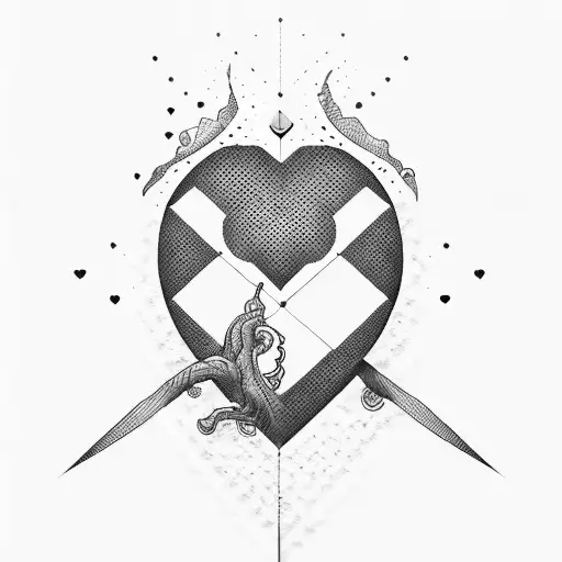 black heart Q tattoo design idea
