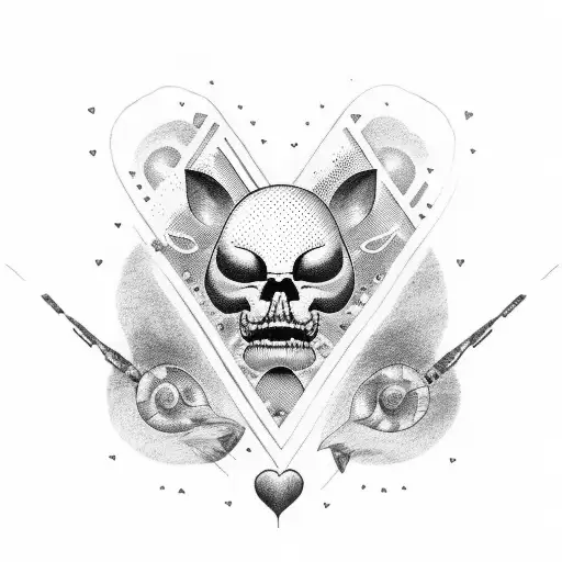 black heart Q tattoo design idea