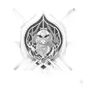 black heart Q tattoo design idea