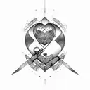 black heart Q tattoo design idea