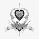 black heart Q tattoo design idea
