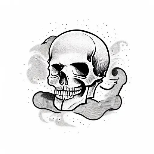 skull headed figure wearing a long black hooded robe, riding a espa in greyscale with writing "Going on a living spree" tattoo design idea