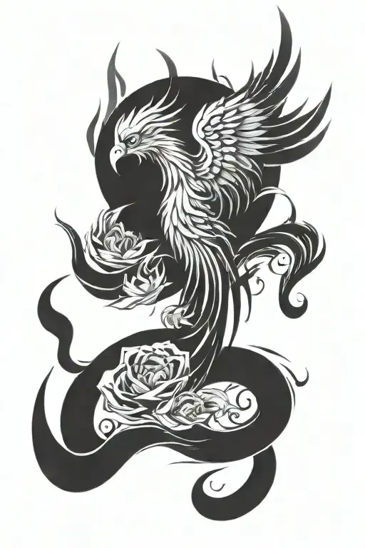 Incorporate a phoenix rising from the ashes to represent the resilience and ambition of an entrepreneur tattoo design idea