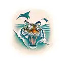 Tiger jumping tattoo design idea