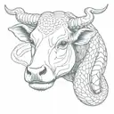 cow python wrapped tattoo design idea