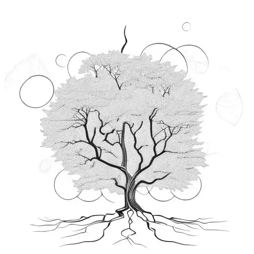 tree with big roots tattoo design idea