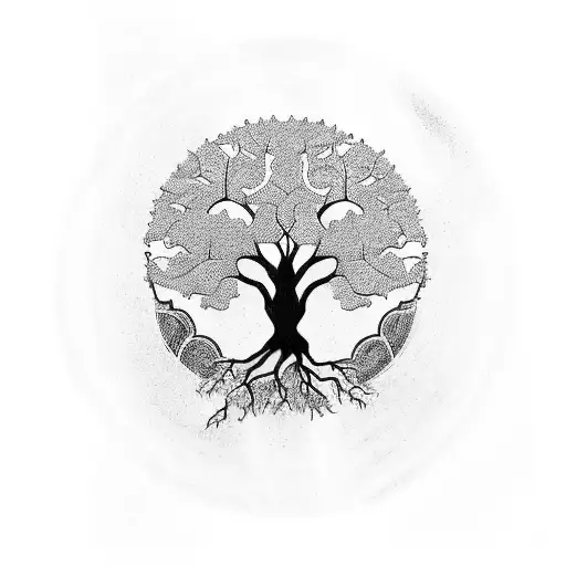 Tree of Life bigger at the roots tattoo design idea