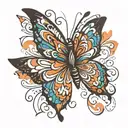 An abstract design symbolizing self-love with butterfly wings incorporated tattoo design idea