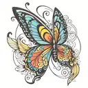 An abstract design symbolizing self-love with butterfly wings incorporated tattoo design idea