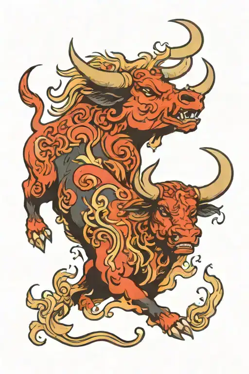 Fire Ox tattoo design idea