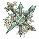 arrow crossed swords tattoo design idea