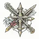 arrow crossed swords tattoo design idea