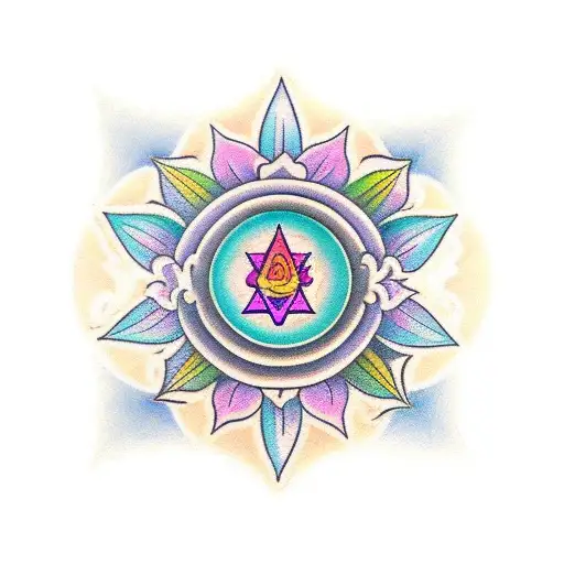 chakras and flowers tattoo design idea