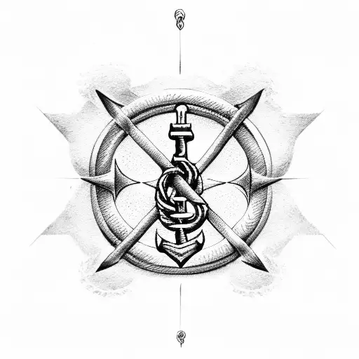 ship anchor made of "BELIEVE" tattoo design idea