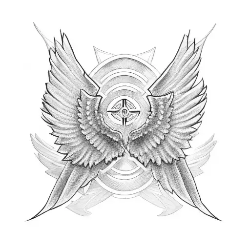 Christian Cross with wings tattoo design idea