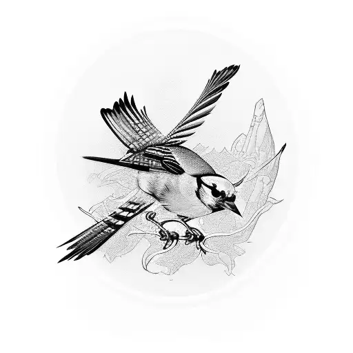 Blackwork Blue Jay Tattoo Idea - BlackInk AI