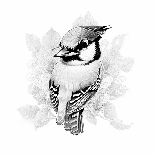 Blackwork Blue Jay Tattoo Idea - BlackInk AI