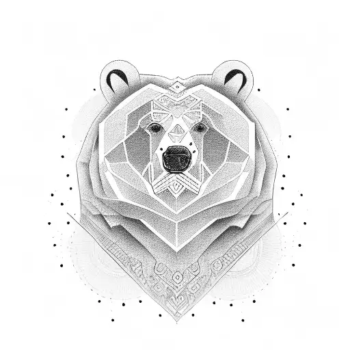 Hindi style bear face tattoo design idea