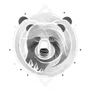 bear face with moon with a silhouette of a boy ast the background  tattoo design idea