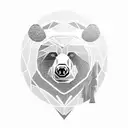 bear face with moon with a silhouette of a boy ast the background  tattoo design idea