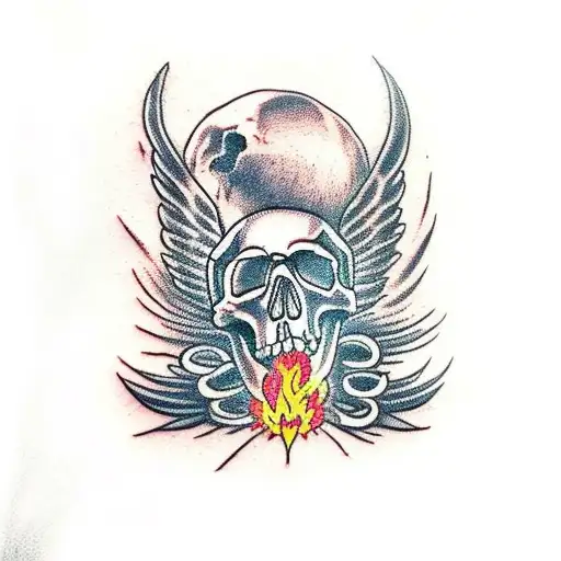 skull on fire tattoo meaning