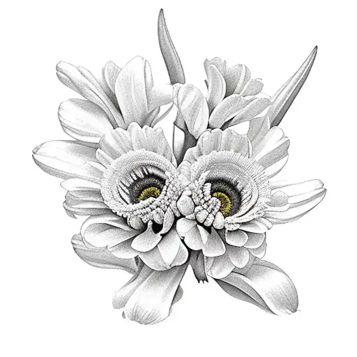 snapdragon, tulip, daisy, chrysanthemum bouquet  tattoo design idea