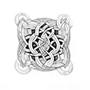 Celtic knotwork intertwined with gears and mechanical elements tattoo design idea