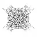Celtic knotwork intertwined with gears and mechanical elements tattoo design idea