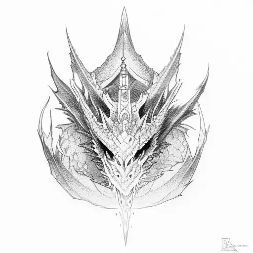 dragon bard queen crown tattoo design idea