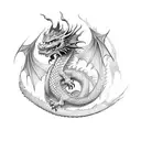 dragon bard queen crown tattoo design idea