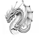 dragon bard queen crown tattoo design idea