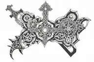 Rosary going around forearm tattoo design idea