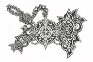 Rosary going around forearm tattoo design idea