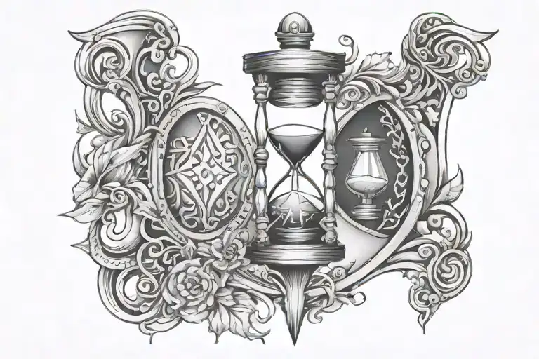 tattoo of an hourglass and a rhombus in the center of the tribal location on the throat tattoo design idea