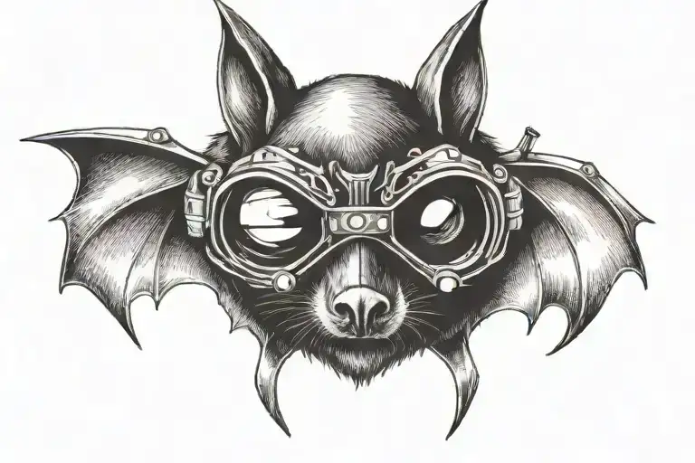 bat with ski goggles tattoo design idea