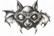 bat with ski goggles tattoo design idea