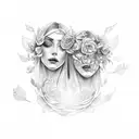 gemini with flowers and nature tattoo design idea