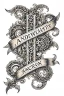 spine tattoo with the name Andrew Danson McNaught in cursive  tattoo design idea