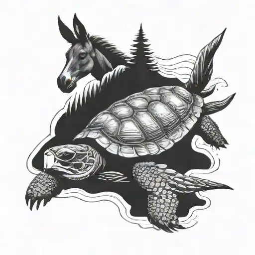 turtle and donkey tattoo design idea