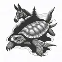 turtle and donkey tattoo design idea