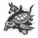 turtle and donkey tattoo design idea