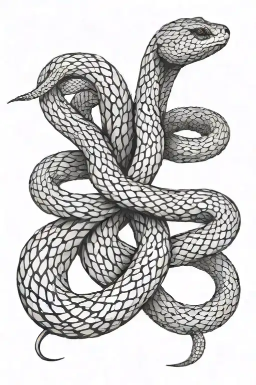 Geometric snake twisty twirly feminine flow  tattoo design idea