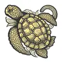 golden shellback sea turtle tattoo design idea